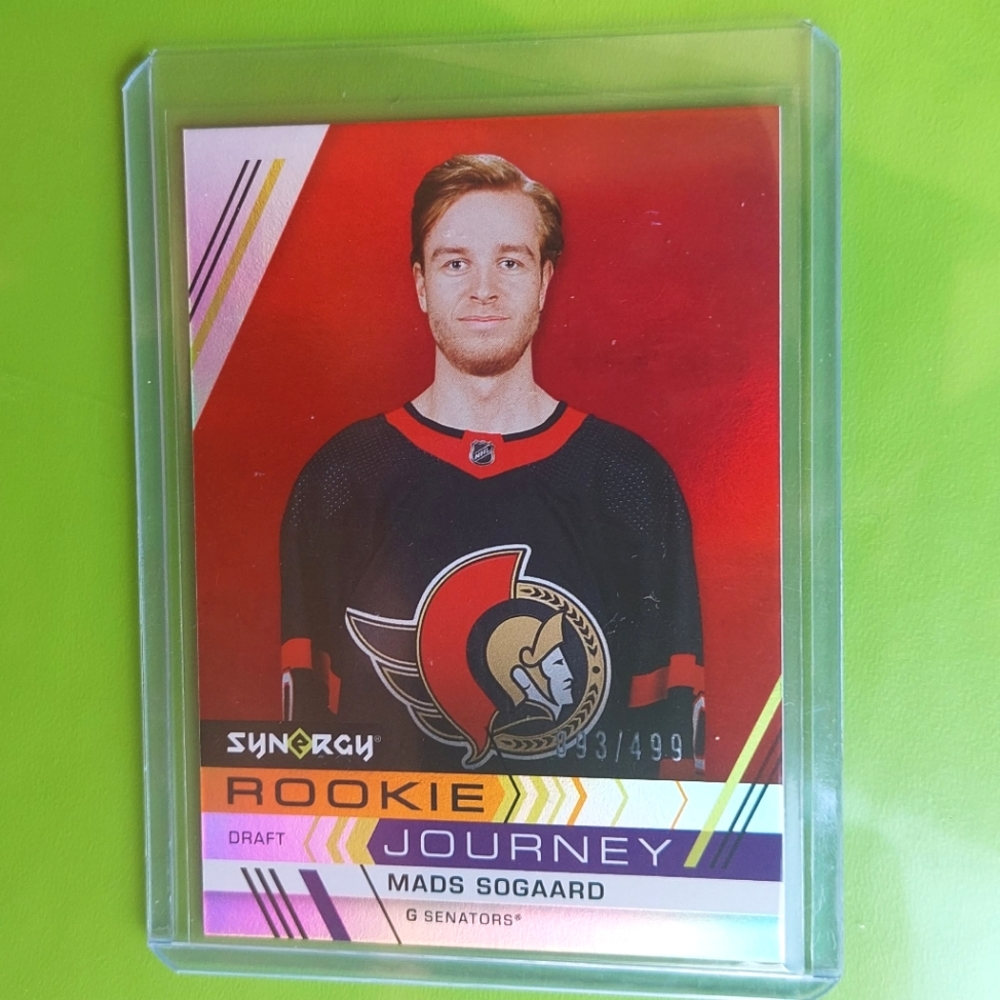Mads Sogaard Synergy Journey Hockey Rookie Card SG-14 2022/23 Ottawa Senators